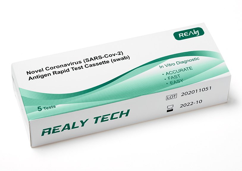 Antigen Rapid Test, Brand: Realy Tech, Novel Coronavirus Sars-Cov-2, Packing 5 pcs in Box. This product is an in vitro diagnostic article and is excluded from return, may only be used by medical professionals. 