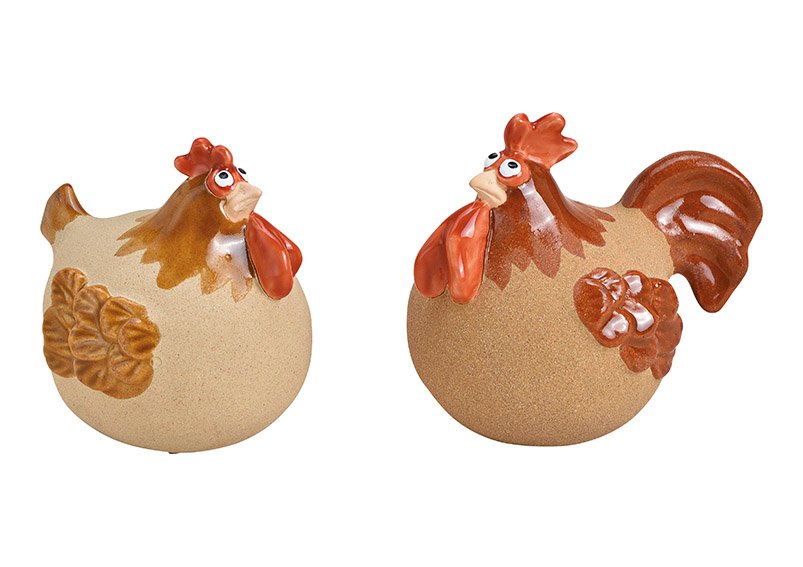Chicken ceramic brown 2-ass., 11x10x8cm