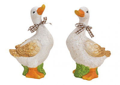 Ente aus Ton Weiß 2-fach, (B/H/T) 14x22x10cm