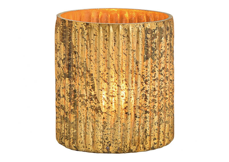 Windlicht aus Glas Gold (B/H/T) 11x13x11cm